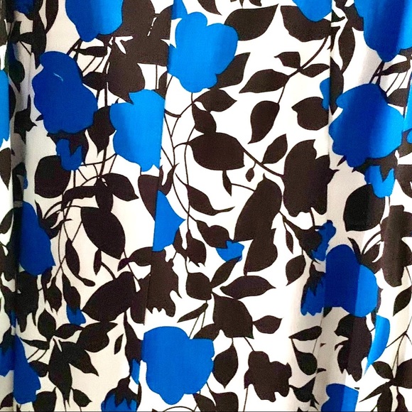 NEW Stunning NINE WEST Blue Floral Size 8P Stretch Cotton Fit & Flare Dress - Picture 12 of 16